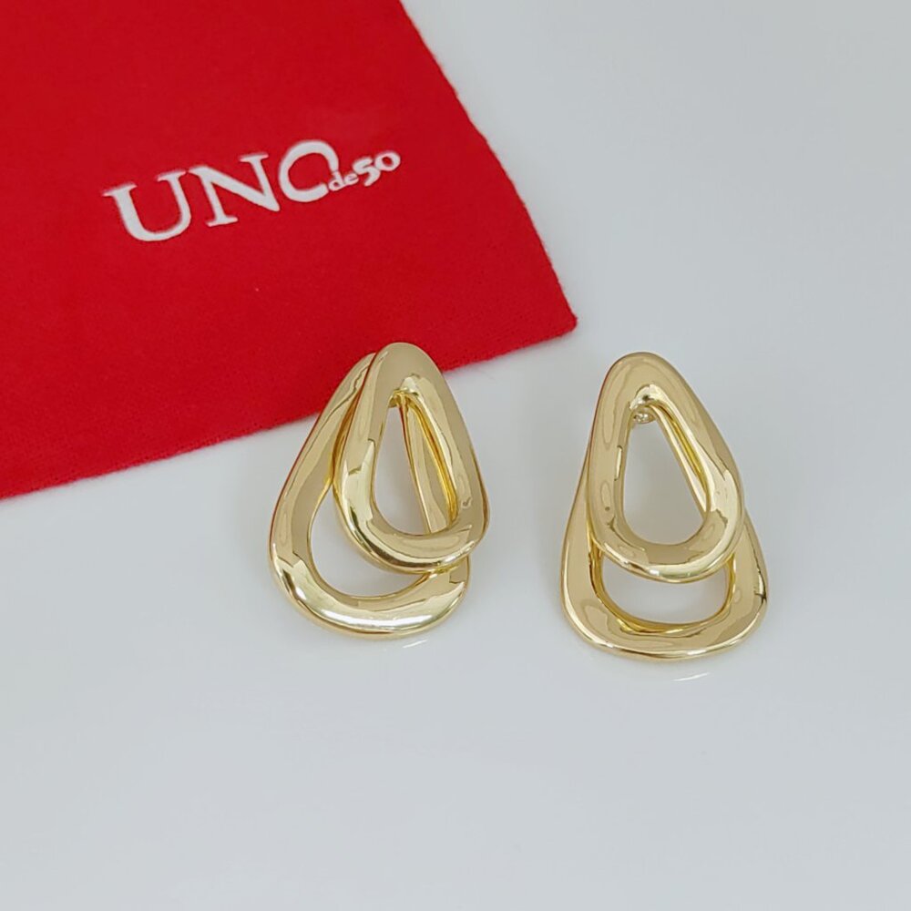 Uno de 50 Connected Earrings, Superimposed Earrings Gold Plated